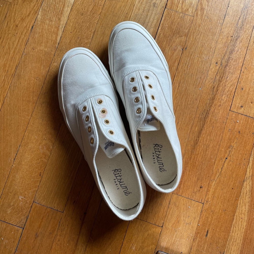 Maison Kitsuné white canvas sneakers